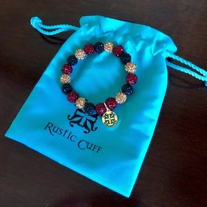 Rustic cuff red black and gold bracelet